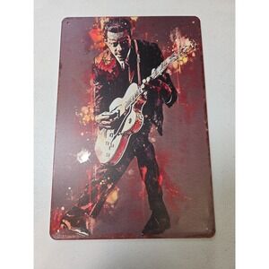 Chuck Berry Rock & Roll Guitar Metal Tin Sign Vintage Style Music Wall Decor